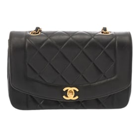 CHANEL Matelasse Diana Chain Shoulder Bag 22cm Black A01164 Women's Lambskin