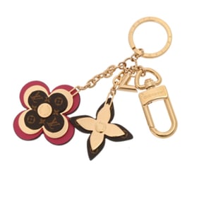 LOUIS VUITTON Blooming Flower Brown/Pink Gold Hardware M63084 Unisex Leather GP Keychain