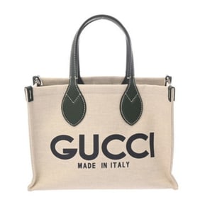 GUCCI Gucci Print Small Tote Bag Beige 772144 Women's Canvas Leather Handbag