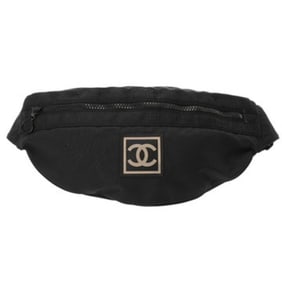 CHANEL Chanel Sport Line Coco Mark Black Women's Nylon Waist Bag