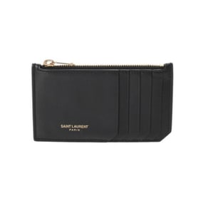 SAINT LAURENT Saint Laurent Zip Fragment Black Gold Hardware 458583 Women's Calfskin Coin Case