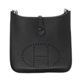 HERMES Evelyn 3 PM Black N Stamp (around 2010) Unisex Taurillon Clemence Shoulder Bag