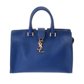 SAINT LAURENT Saint Laurent Baby Cabas 2WAY Blue 394461 Women's Leather Handbag