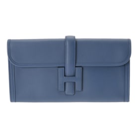 HERMES Jige Elan 29 Blue Agate A stamp (around 2017) unisex Swift leather clutch bag