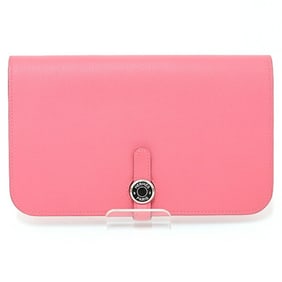 Hermes HERMES Dogon GM Evercolor Pink Y Stamp () Duo Long Wallet F-04682