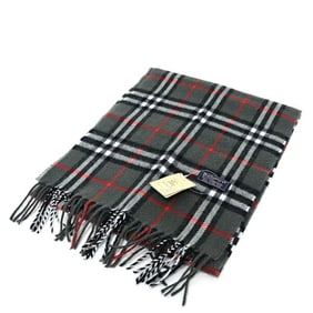Burberry Check Scarf 100% Lambswool Nova Grey F-04383