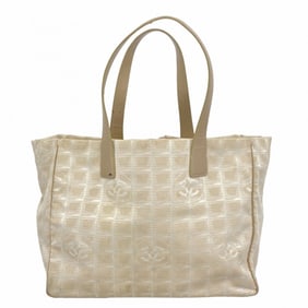 Chanel Tote Bag New Travel Nylon Beige Silver Champagne Women's P651584