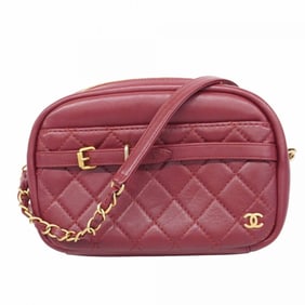 Chanel Shoulder Bag, Matelasse, Chain Shoulder, Lambskin, Bordeaux, Women's