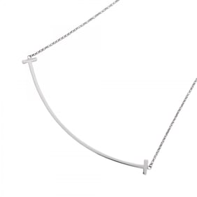 Tiffany Necklace T Smile Large 18KWG White Gold Ladies