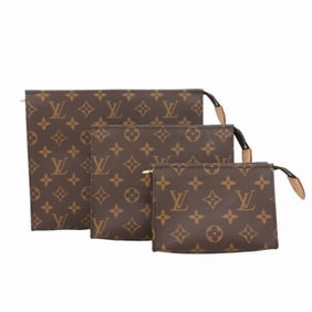 Louis Vuitton Pouch Monogram Trio Poche Toilette M47195 Brown Women's P649520