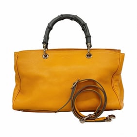 Gucci Handbag Bamboo 323660 Leather Orange Black Women's P752339