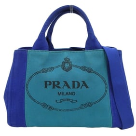 PRADA Canapa Tote BN2439 bag Handbag Bag Canvas Blue x Green Bicolor