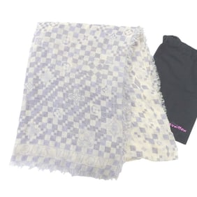 Louis Vuitton Damier Etoile Alise Stole M72578 Cashmere Silk Ivory Grey