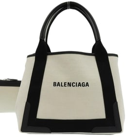 Like new BALENCIAGA Navy Cabas S 339933 1081 X 002123 Tote bag Handbag Canvas x Leather
