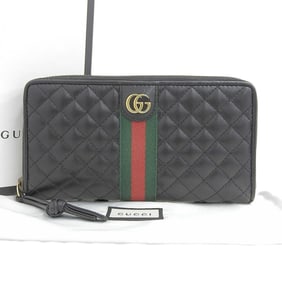 GUCCI Ophidia GG Marmont Sherry Line Quilted 536450 2149 Long Wallet Leather Black
