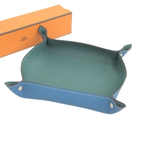 Hermes HERMES Vide Poche T engraved Taurillon Clemence leather blue green