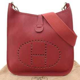 Hermes HERMES Evelyn 1 I GM ?Z engraved shoulder bag Taurillon Clemence Rouge vif punching