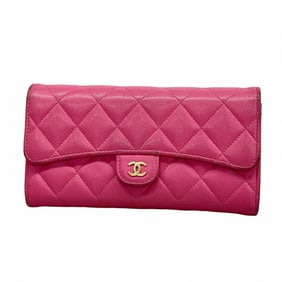 Chanel Long Wallet Matelasse Caviar Skin Pink Women's P684427
