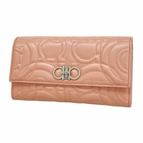 Salvatore Ferragamo Long Wallet Gancini Leather Pink Women's P715623