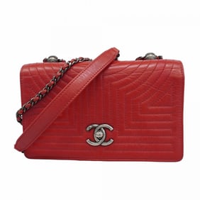 Chanel Shoulder Bag Chain Korean Garden Calfskin Red Women's
