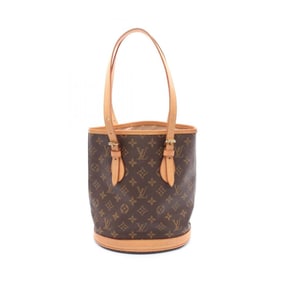 LOUIS VUITTON Bucket PM Monogram Handbag Coated Canvas Leather Women's Brown M42238