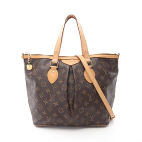 LOUIS VUITTON Palermo PM Handbag Coated Canvas Leather Monogram Women's Brown M40145
