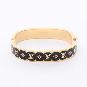 Louis Vuitton LOUIS VUITTON Bracelet Nanogram Enamel Bangle GP (Gold Plated) Women's Gold Black