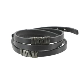BOTTEGA VENETA 3-row leather bracelet, black gunmetal hardware