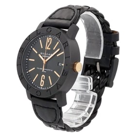 BVLGARI Carbon Gold BB40CL Men's Watch Date Black Dial Luton Automatic Self-Winding