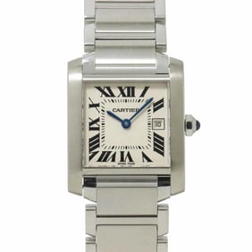 Cartier Tank Francaise MM W51011Q3 Boys Watch Date Ivory Quartz