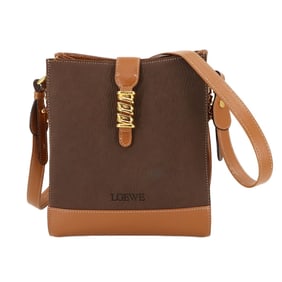 LOEWE Velazquez Shoulder Bag Leather Brown Gold Hardware