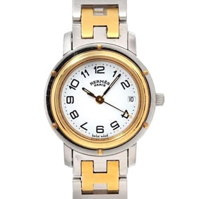 Hermes Clipper Combi CL3 240 Ladies Watch Date White Quartz