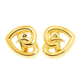 Tiffany & Co. Heart Earrings K18 YG Yellow Gold 750 Clip-on