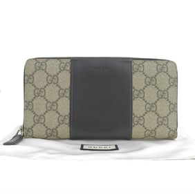Like new Gucci GG Supreme round long wallet 451249 2067 beige black