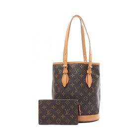 LOUIS VUITTON Bucket PM Handbag Coated Canvas Leather Monogram Women's Brown M42238