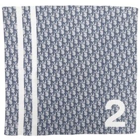 Christian Dior Trotter Pattern No.2 Bandana Neckwear Cotton Muffler Scarf Navy Women's