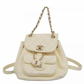 Chanel Backpack/Daypack Matelasse Lambskin Chain White Champagne Women's
