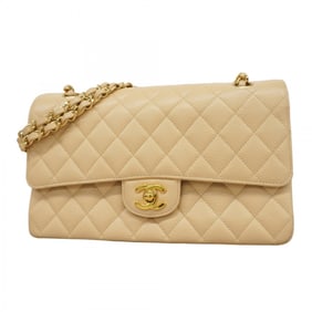 Chanel Shoulder Bag Matelasse W Flap Chain Caviar Skin Beige Women's P761929