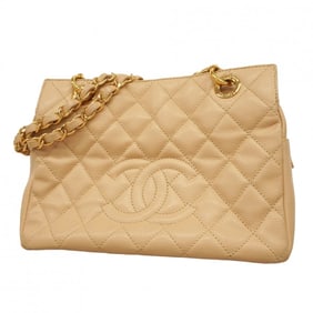 Chanel Shoulder Bag Matelasse Chain PTT Caviar Skin Beige Women's P760707