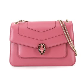 BVLGARI Serpenti Forever Chain Shoulder Bag Leather Pink