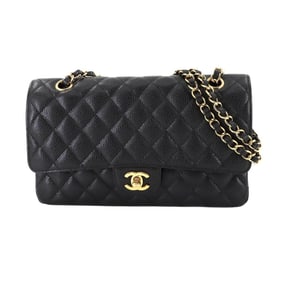 CHANEL Matelasse 25 Chain Shoulder Bag Caviar Skin Black A01112 Gold Metal Fittings Coco Mark