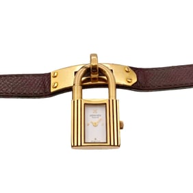 Hermes Kelly Watch Ladies Gold Brown Quartz Padlock