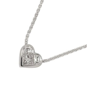 BVLGARI Cuore Heart Diamond Necklace 41cm K18 WG White Gold 750