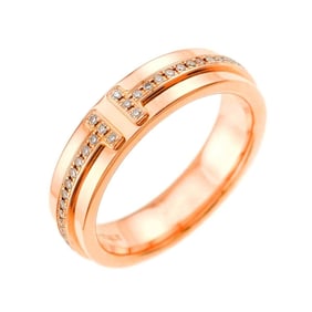 Tiffany & Co. T Narrow Ring Diamond K18 PG Pink Gold 750