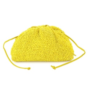 BOTTEGA VENETA Mini The Pouch Shoulder Bag Raffia Leather Yellow 585852