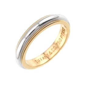 Tiffany & Co. Milgrain Band Ring Width 3.5mm Platinum Pt K18 YG 750 Together