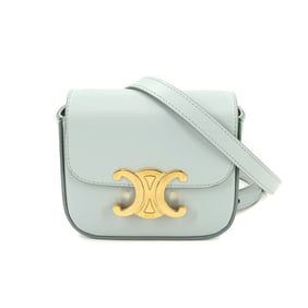 CELINE Triomphe Mini Claude Shoulder Bag Leather Ice Blue Gold Hardware 10I513DPV