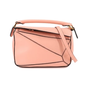 LOEWE Puzzle Bag Mini 2way hand shoulder bag leather pink gold hardware