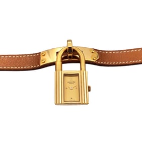 Hermes Kelly Watch Ladies Gold Brown Quartz Padlock