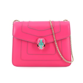 BVLGARI Serpenti Forever Small Crossbody Chain Shoulder Bag Leather Pink